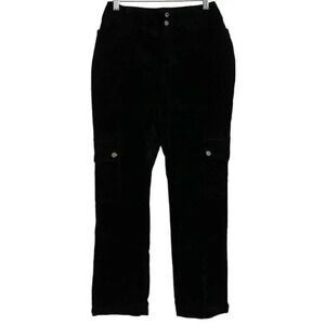 L-RL Lauren Active Pants Women’s 6 Black Corduroy Cargo